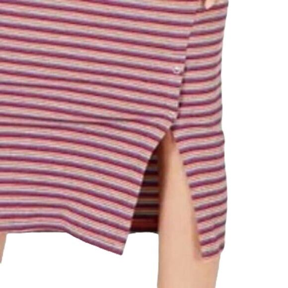 Juicy by Juicy Couture Knit Rainbow Striped Ribbed Midi Dress Side Slit Bodycon - Picture 4 of 15